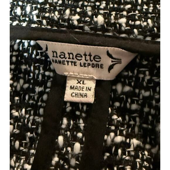 Nanette Lepore Boucle Tweed Coat Blazer Jacket, Black & White, Women's XL - Picture 6 of 7